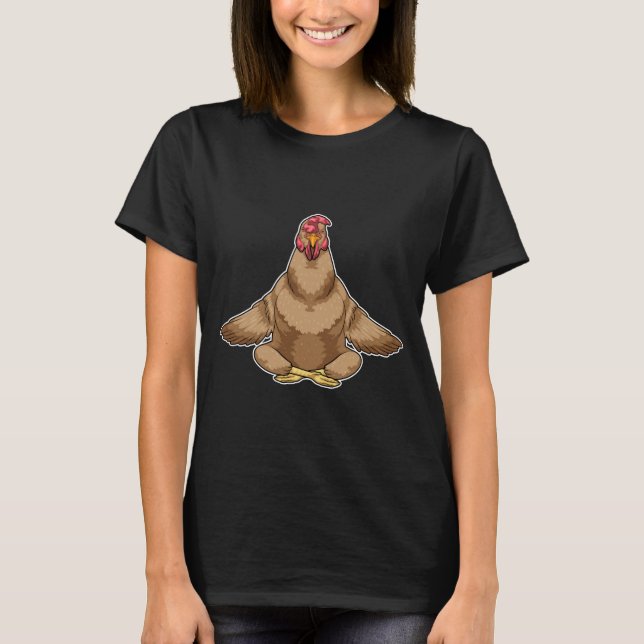 Chicken Yoga Fitness Meditation T-Shirt (Front)