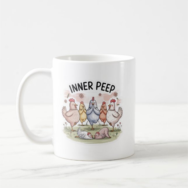 “Chicken Yoga” Funny Farm Animal Mug (Left)