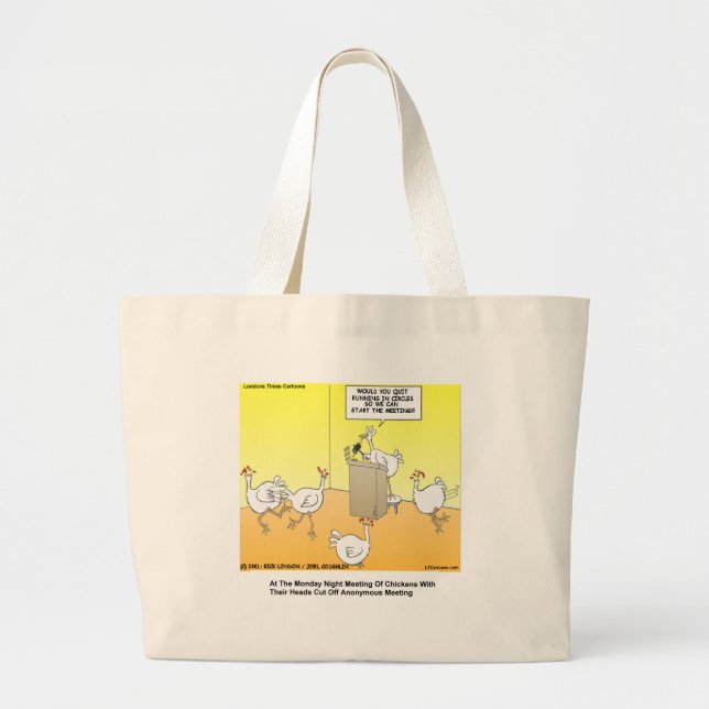 Chickenhead Anonymous Cartoon Gifts & Tees Large Tote Bag (Front)
