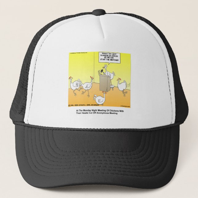 Chickenhead Anonymous Cartoon Gifts & Tees Trucker Hat (Front)