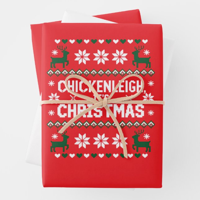 Chickenleigh Its Christmas Funny Xmas Chicken  Wrapping Paper Sheets (In situ)