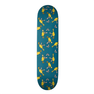 Chickens and Chainsaws Blue Skateboard Deck