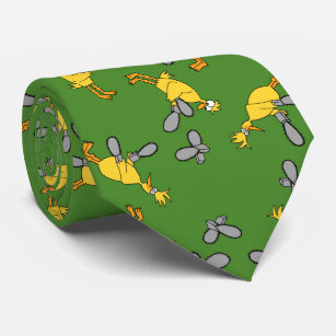 Chickens and Chainsaws Green Neck Tie