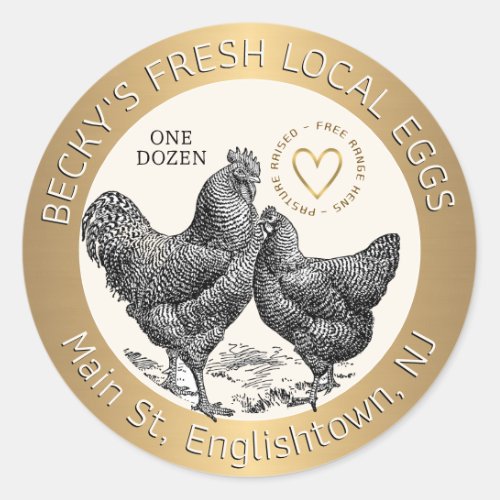 Chickens and Heart Gold Egg Carton Label