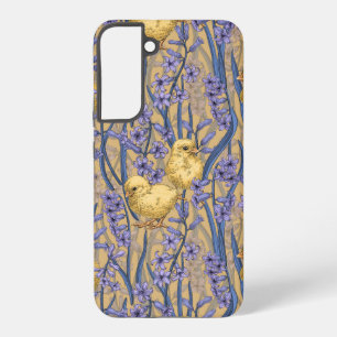 Chickens and hyacinths on pink samsung galaxy s22+ case