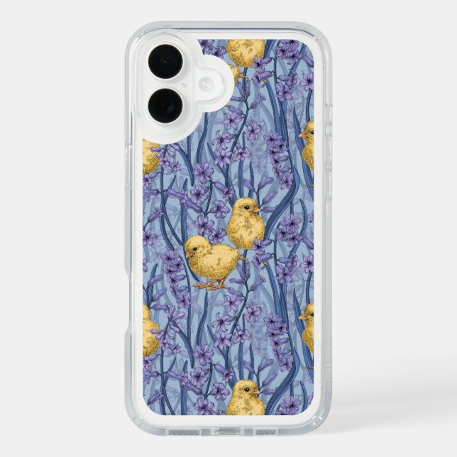 Chickens and hyacinths on sky blue speck iPhone case (Front)