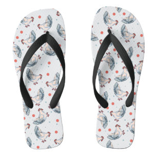 Chickens And Polka Dots Flip Flops