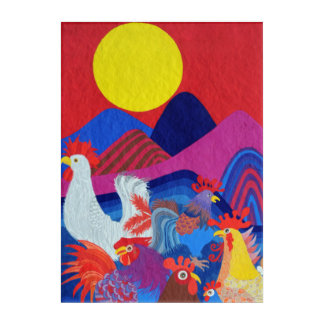 Chickens and Roosters Acrylic Print