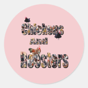 Chickens And Roosters, Classic Round Sticker