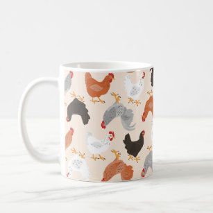 Chickens and Roosters Pattern Coffee Mug