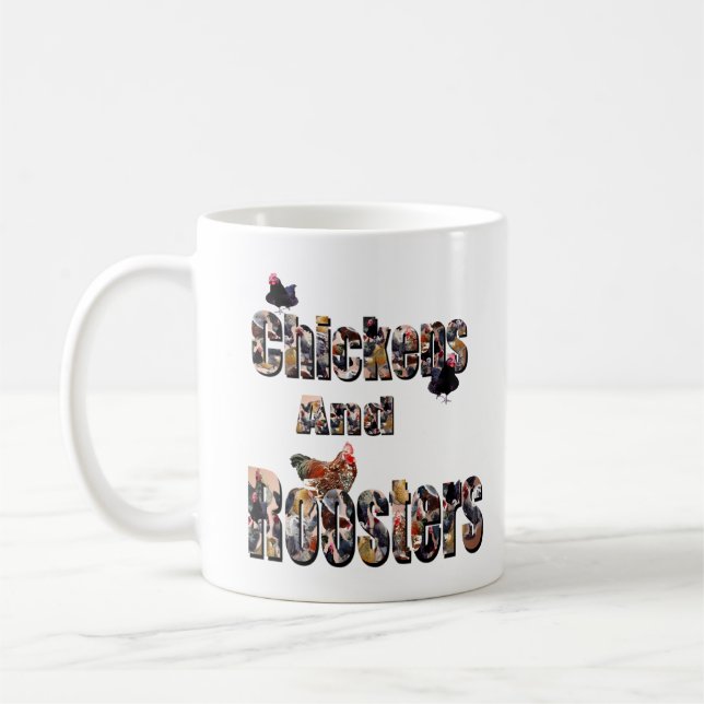 Chickens And Roosters Picture logo, Coffee Mug (Left)
