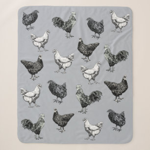 Chickens and roosters! sherpa blanket