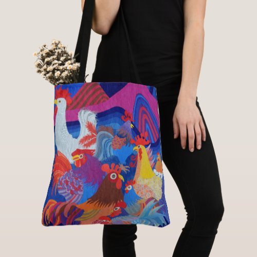 Chickens and Roosters Tote Bag