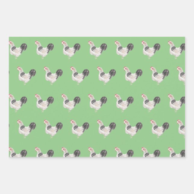 Chickens And Roosters  Wrapping Paper Sheets (Front)