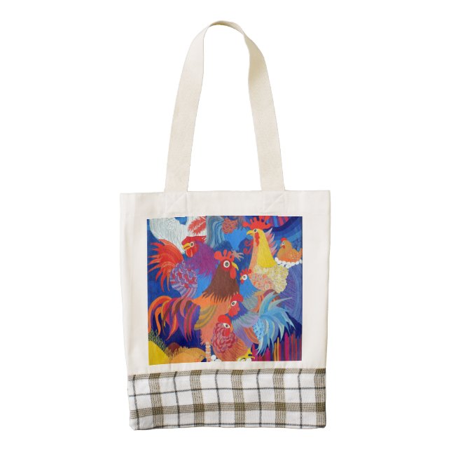Chickens and Roosters Zazzle HEART Tote Bag (Front)
