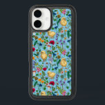 Chickens and wildflowers on baby blue iPhone 16 mini case<br><div class="desc">Hand-drawn chickens and wildflowers and butterflies</div>
