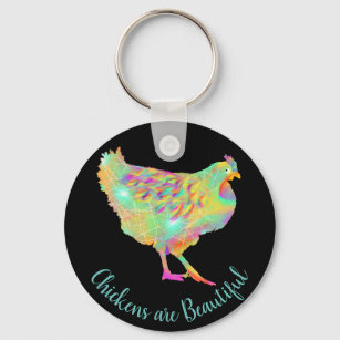 Chickens are Beautiful Colourful Cute Quirky Hen Keychain