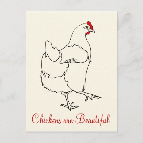 Chickens are Beautiful Cute Dancing Hen Drawing Postcard