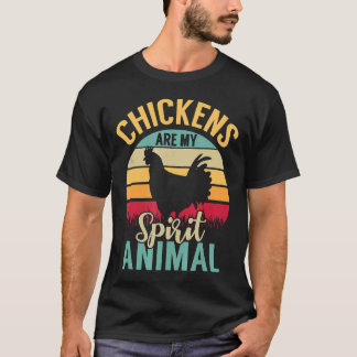 Chickens Are My Spirit Animal Sunset Retro Style T-Shirt