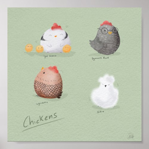 Chickens Art Print 