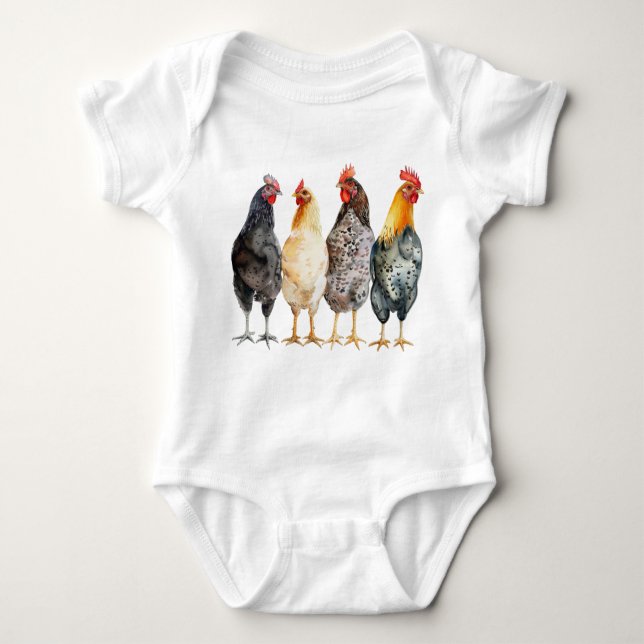 Chickens Baby Farmer Bodysuit (Front)