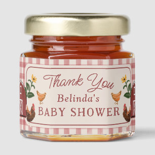 Chickens Barn Charming Farm Baby Shower Thank You Honey Jar Favors