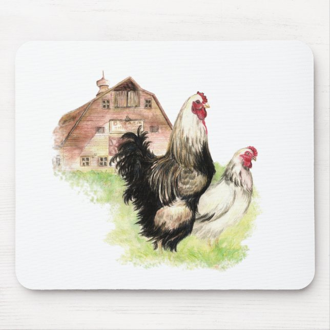 Chickens & Barn Farm Scene to Customize Mouse Pad (Front)