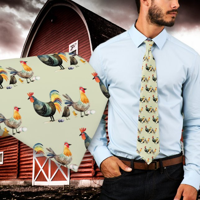 Chickens Birds Farm Pattern Tie (Creator Uploaded)