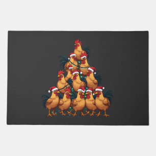 Chickens Christmas tree Merry Christmas Funny Xmas Doormat