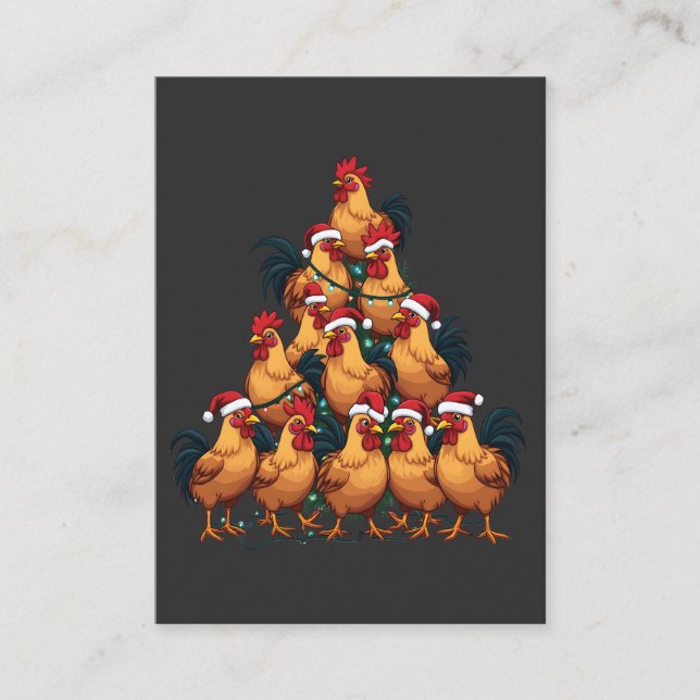 Chickens Christmas tree Merry Christmas Funny Xmas Enclosure Card (Front)