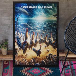 Chickens Dance Through Fields Poster
