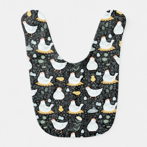 Chickens Dreaming in the Coop in Black Baby Bib