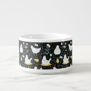 Chickens Dreaming in the Coop in Black Bowl