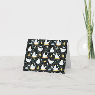 Chickens Dreaming in the Coop in Black Letterpress Thank You Card
