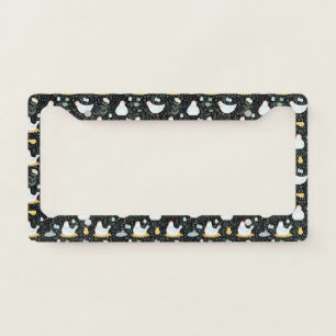 Chickens Dreaming in the Coop in Black License Plate Frame