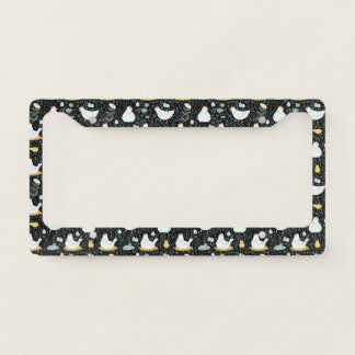 Chickens Dreaming in the Coop in Black License Plate Frame