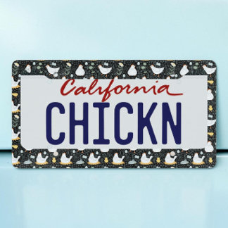 Chickens Dreaming in the Coop in Black License Plate Frame