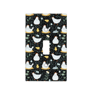 Chickens Dreaming in the Coop in Black Light Switch Cover