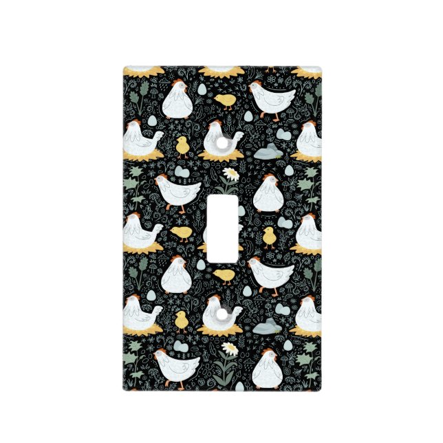 Chickens Dreaming in the Coop in Black Light Switch Cover (Front)