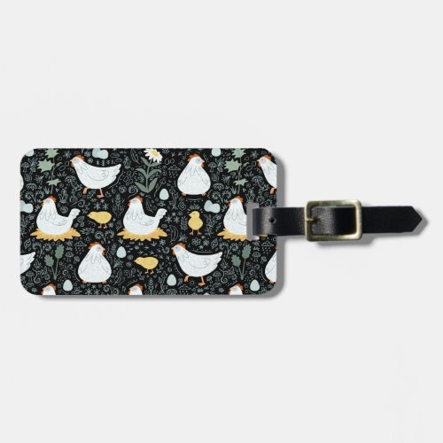 Chickens Dreaming in the Coop in Black Luggage Tag