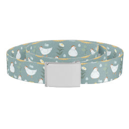 Chickens Dreaming in the Coop in Teal  Belt