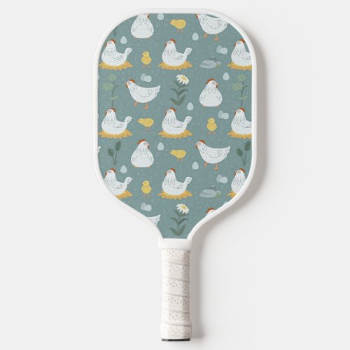 Chickens Dreaming in the Coop in Teal  Pickleball Paddle
