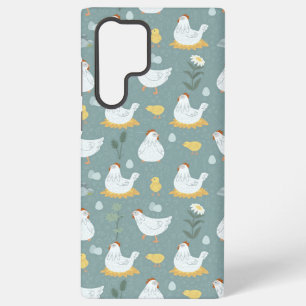 Chickens Dreaming in the Coop in Teal Samsung Galaxy S22 Ultra Case