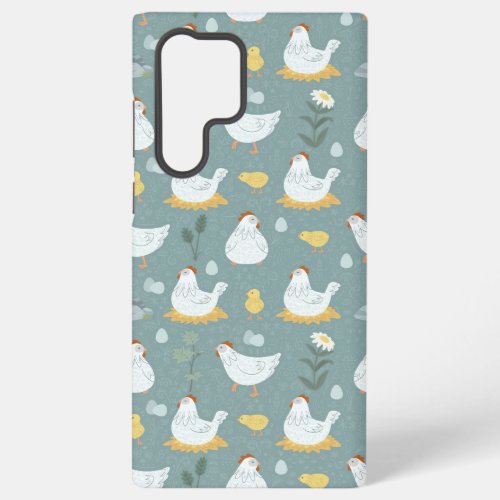 Chickens Dreaming in the Coop in Teal  Samsung Galaxy S22 Ultra Case