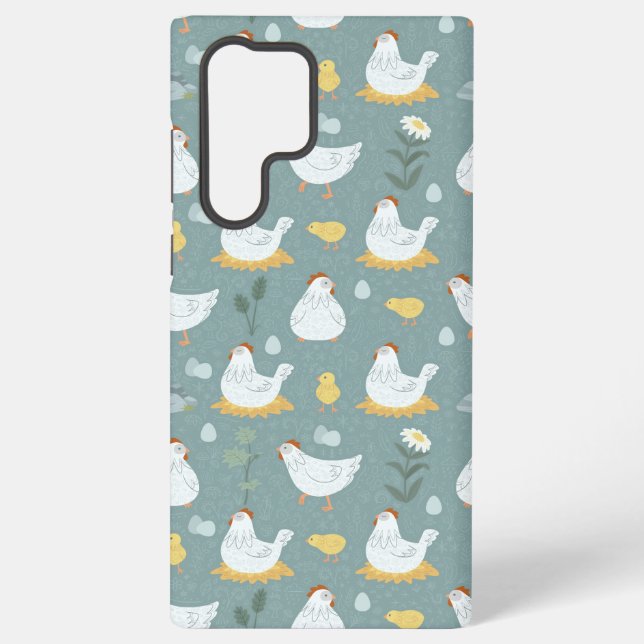 Chickens Dreaming in the Coop in Teal  Samsung Galaxy Case (Back)