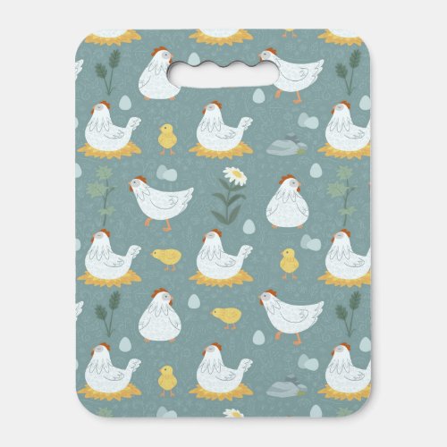 Chickens Dreaming in the Coop in Teal  Seat Cushion