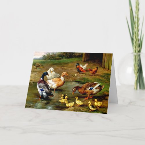 Chickens Ducks And Ducklings At The Farm Card