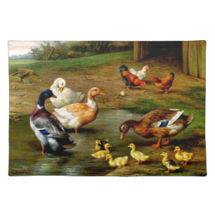 Chickens, Ducks And Ducklings At The Farm Cloth Placemat