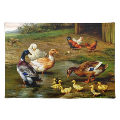 Chickens Ducks And Ducklings At The Farm Cloth Placemat