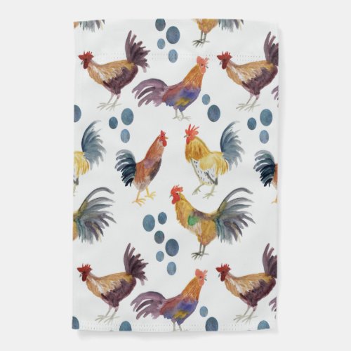 Chickens  Eggs Watercolor Farm Barn Poultry Flag